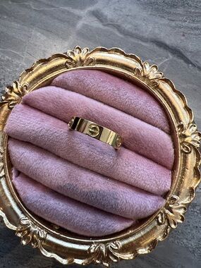 Gold Band Ring in Gold size 9 new unisex stainless steel plated 18k gold